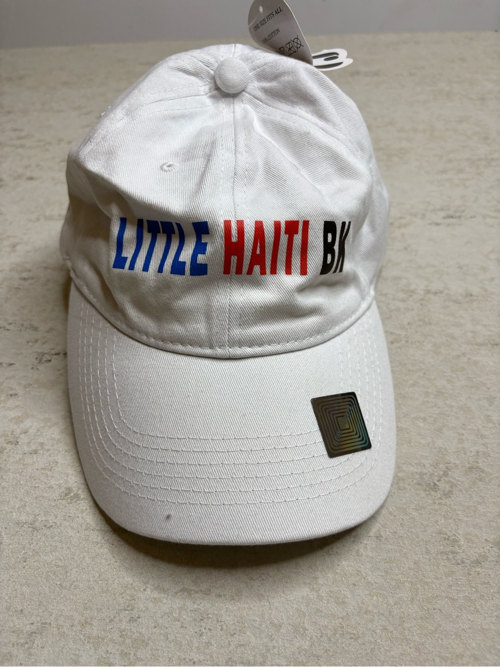 Little Haiti BK White Baseball Cap with Black Interior Branding